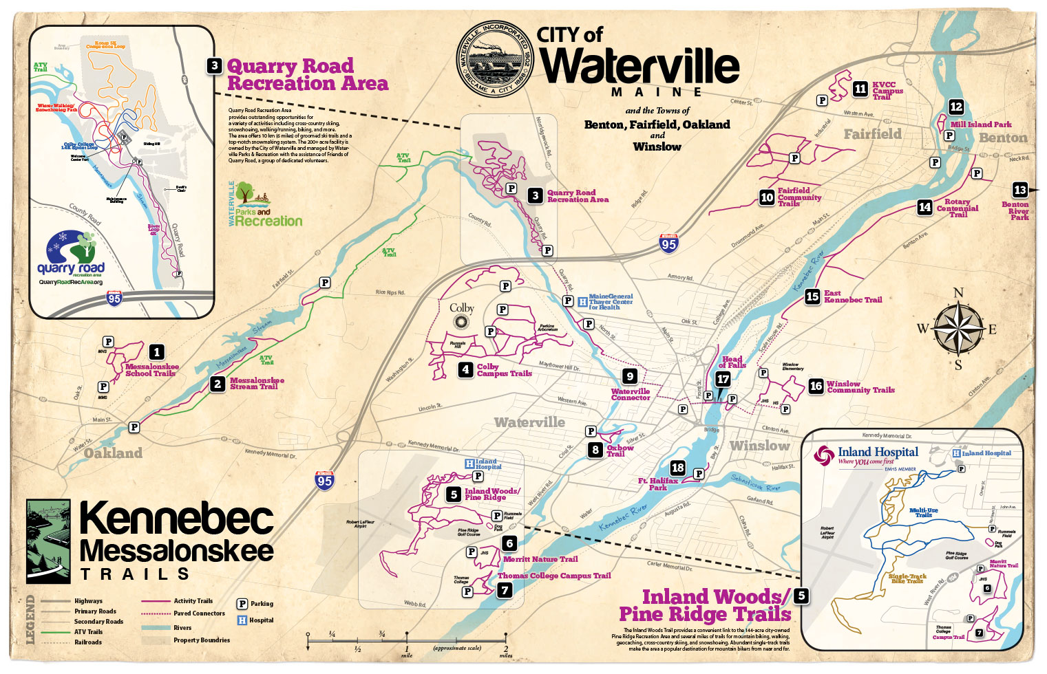 Map Kennebec Messalonskee Trails